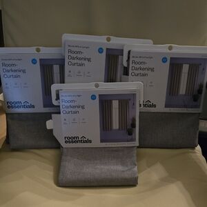 NWT Room Essentials Heather Gray Room-Darkening Curtains Lot Of 4